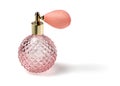 Pink cut glass perfume bottle with hand pump