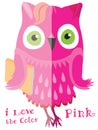 Pink cute cartoon owl.