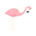 Pink cute flamingo. Flamingo cartoon vector illustration isolated on white Royalty Free Stock Photo