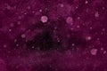 Pink cute sparkling glitter lights defocused bokeh abstract background and falling snow flakes fly, festal mockup texture with Royalty Free Stock Photo