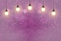 pink cute shining glitter lights defocused light bulbs bokeh abstract background with sparks fly, holiday mockup texture with