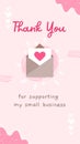 Pink Cute Thank You For Support My Small Business Instagram Story