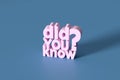 Pink 3d letters forming the phrase did you know on a blue background Royalty Free Stock Photo