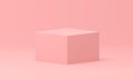 Pink 3d pedestal rectangular box geometric angular form platform construction realistic vector