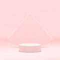 Pink 3d podium cylinder stage award arena triangle geometric wall premium studio background vector