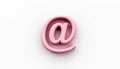 Pink 3D at symbol on a white background representing email and internet communication. Royalty Free Stock Photo