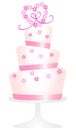 Pink Daisy Heart Cake
