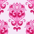 Pink Damask seamless vector floral design Royalty Free Stock Photo