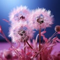 pink dandelions on a blue background