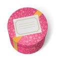 Pink decorated birthday gifts box with yellow