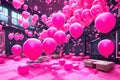 Pink decorations and balloons create a cheerful vibe in the space Generated Ai Royalty Free Stock Photo