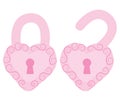 Pink decorative padlock in the shape of a heart.