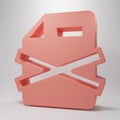 Pink Delete file document icon isolated on pink background. Rejected document icon. Cross on paper. Minimalism concept Royalty Free Stock Photo