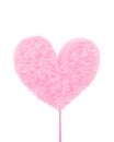 Pink delicious heart made of sweet cotton candy isolated on white background. Trendy minimal art style. Royalty Free Stock Photo