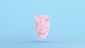 Pink Demonic Japanese Face Mask Hannya Kyogen Theatre Culture Decoration Blue Kitsch Background
