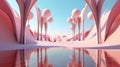 Pink desert sky and sand, in the style of surrealistic futuristic. Illustration AI Generative