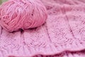 Pink detail of woven handcraft knitting