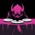 Pink Devil: A Dark Table Setting With Ominous Editorial Illustrations