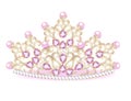 pink diadem feminine crown with jewels