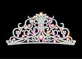 pink diadem feminine crown with jewels