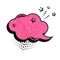 Pink dialog box, banner set. Colored empty cloud with dots and stars.Comic sound effects in pop art style. Vector Royalty Free Stock Photo