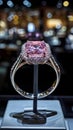 a pink diamond ring on a stand Royalty Free Stock Photo