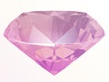 Pink diamond side view 3D illustration