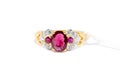 Pink Diamond with white diamond and gold ring