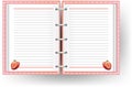 Pink diary with line and strawberry pattern