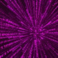 Pink digital binary code streams towards the viewer, creating a tunnel effect. Royalty Free Stock Photo