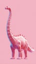 A Pink Brachiosaurus Dinosaur Standing Tall Against a Matching Background Royalty Free Stock Photo