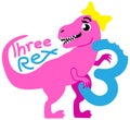 Pink dinosaur Tirannosaur Three Rex.