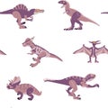 Pink Dinosaurs Seamless Pattern Royalty Free Stock Photo