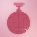 Pink Disco ball icon isolated on pink background. Minimalism concept. 3D render illustration Royalty Free Stock Photo