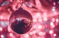 pink disco ball in vintage style,