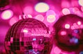 pink disco ball in vintage style,