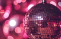 pink disco ball in vintage style,