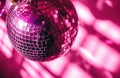 pink disco ball in vintage style,