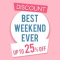 Pink discount sale banner vector template flat