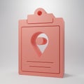 Pink Document tracking marker system icon isolated on pink background. Parcel tracking. Minimalism concept. 3D render Royalty Free Stock Photo