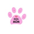 Pink dog paw print with hearts. Cat mom text Royalty Free Stock Photo