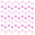 Pink Dogs Paws on White Pattern, Texture Royalty Free Stock Photo