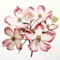 Meticulously Detailed Pink Dogwood Watercolor Painting On White Background