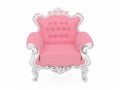 Pink doll's modern armchair isolated on white