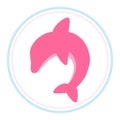 Pink dolphin with circles around vector logo Royalty Free Stock Photo