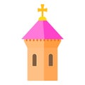 Pink dome of church icon, cartoon style