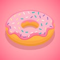 Pink donut icon, isometric style Royalty Free Stock Photo
