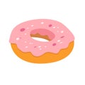 Pink donut icon, strawberry donut vector illustration Royalty Free Stock Photo