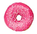 Pink donut isolated.