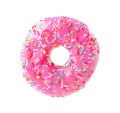 Pink Donut isolated on a White Background Royalty Free Stock Photo